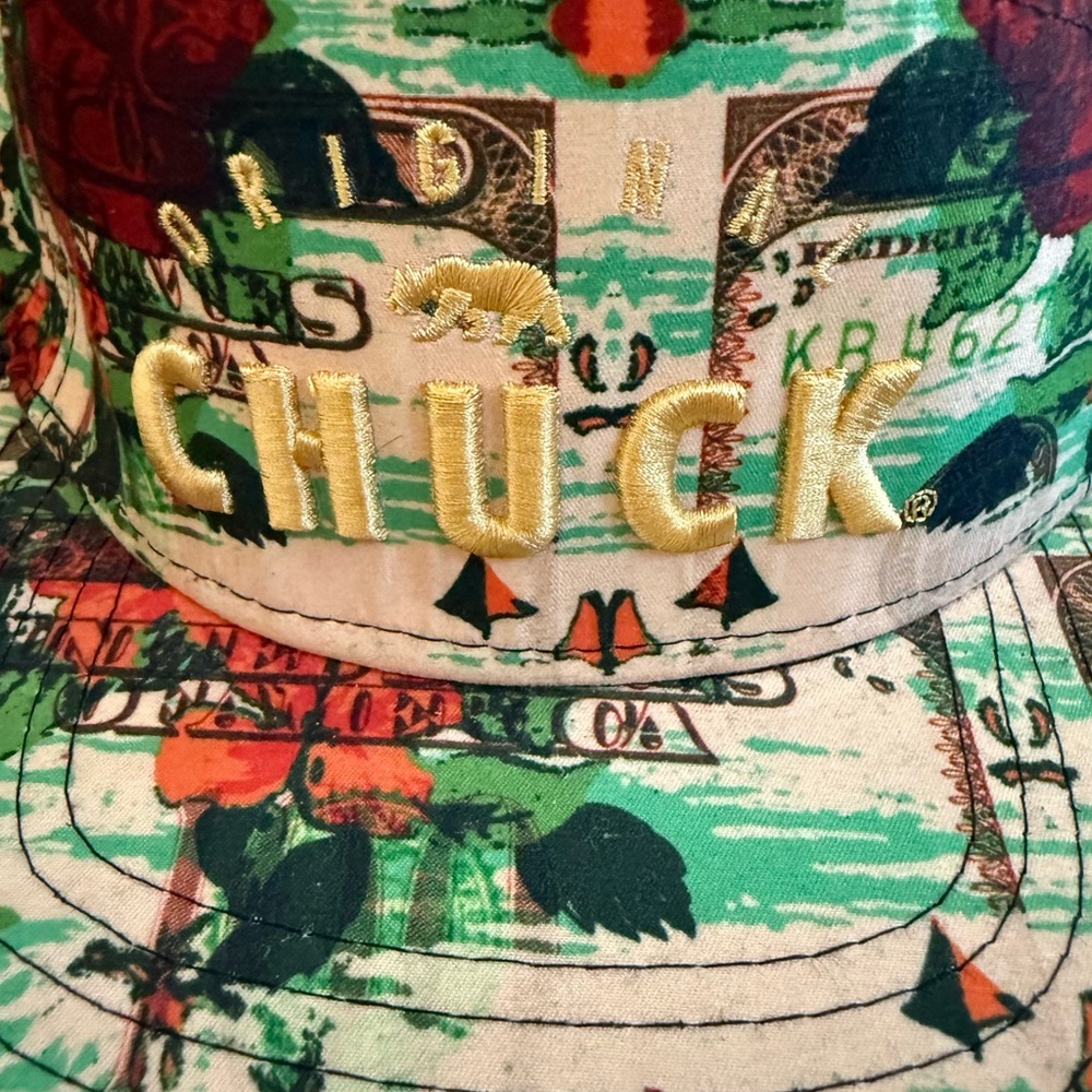 Original Chuck Snapback Hat Money Floral Print Gold Embroidery Streetwear - Picture 2 of 7
